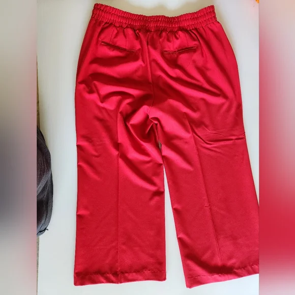 Lane Bryant Bright Red Elastic Waist Wide Leg Pants - Picture 6 of 8